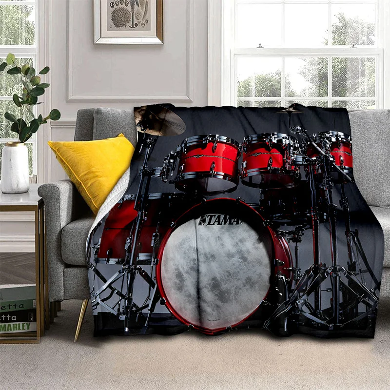 

Music Instruments Drum Kit Drum Set Blanket,Soft Throw Blanket for Home Bedroom Bed Sofa Picnic Travel Office Cover Blanket Kid