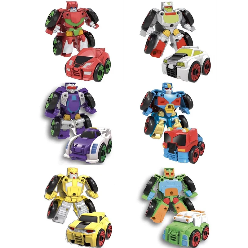 Mini Cartoon Cute Deformation Robot Toy Small Car Creative Fun Children Puzzle Toys Deformation Robot Car Best Boy Gifts