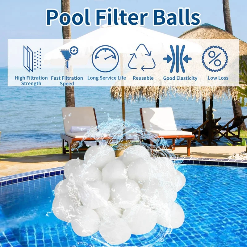 1.5 Lbs Pool Filter Balls, Pool Filter Media Fiber Ball For Swimming Pool Bath Center Bathtubs Durable