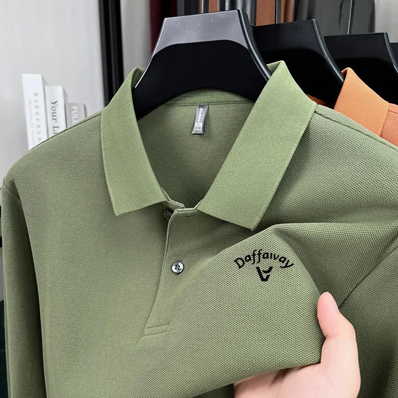 Exquisite Men's Designer Fashion Lapel Print Polo Shirt 100% Cotton Warn Autumn Spring Long Sleeve T-Shirt Versatile Men's Wear