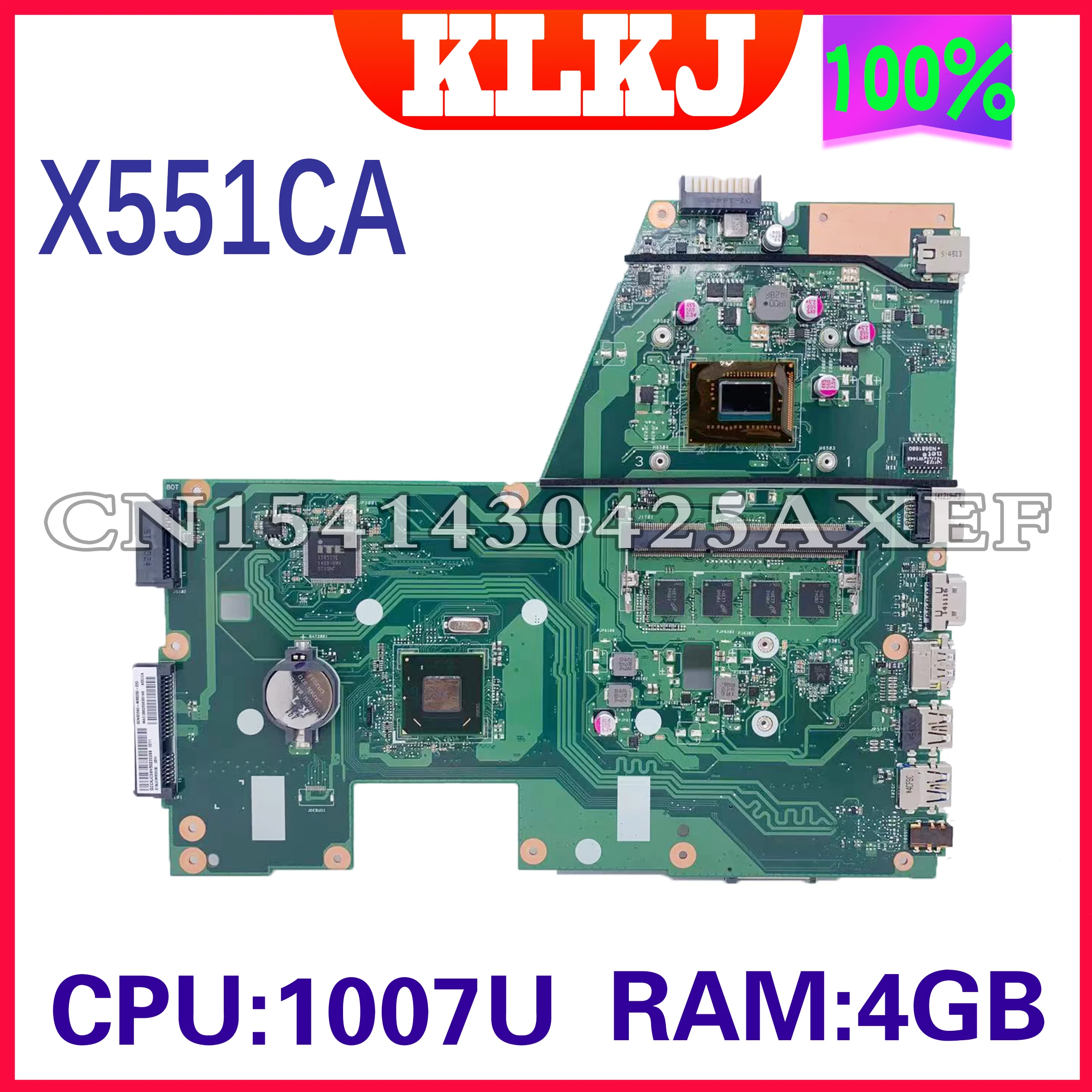 Dinzi X551CA Motherboard Laptop UNTUK ASUS X551CAP X551C X551CA Notebook Mainboard Computer2117U/1007U 4G-RAM Tanpa Slot Memori