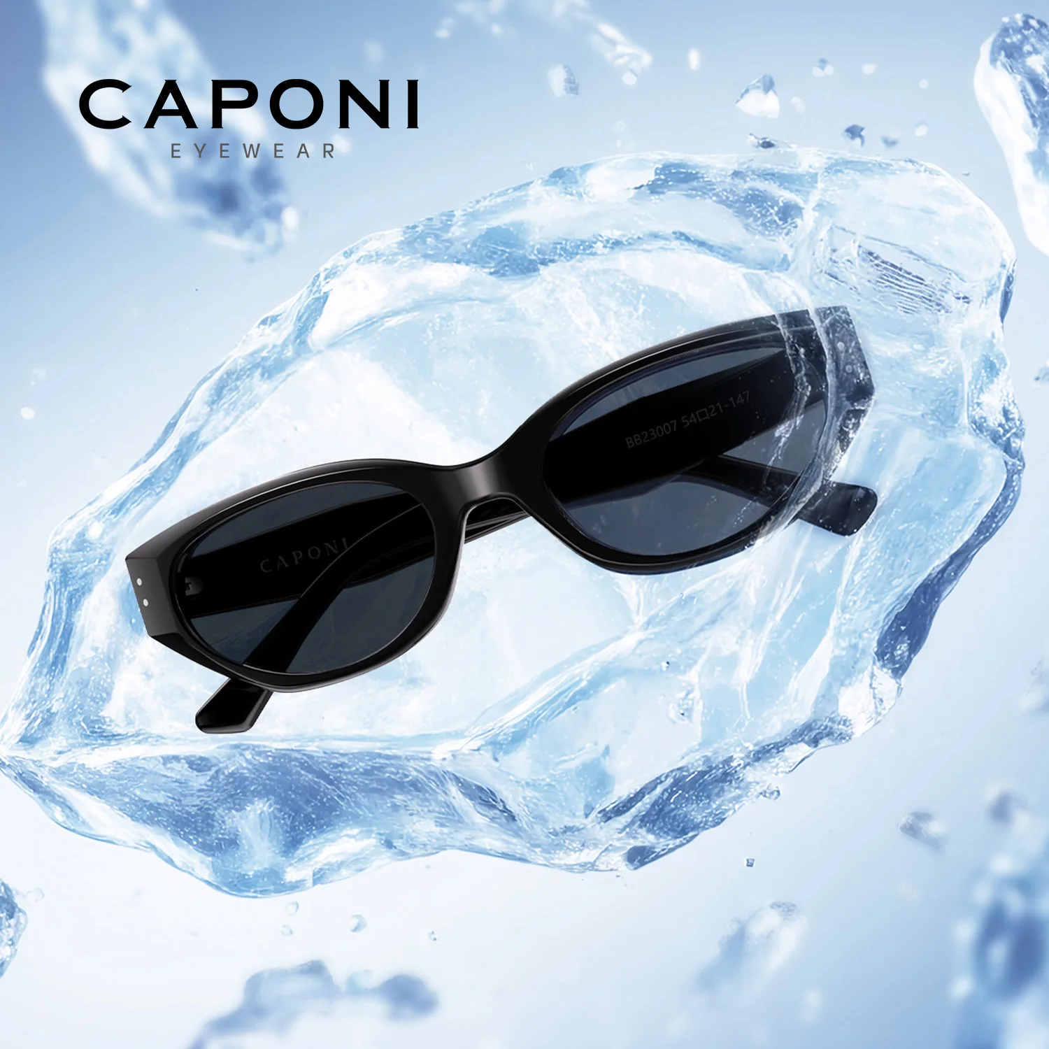 CAPONI New Cat Eye Sunglasses For Women Fashion Design Ladies Sun Glasses High Quality Acetate Frame Nylon Lens Eyewear CP23007