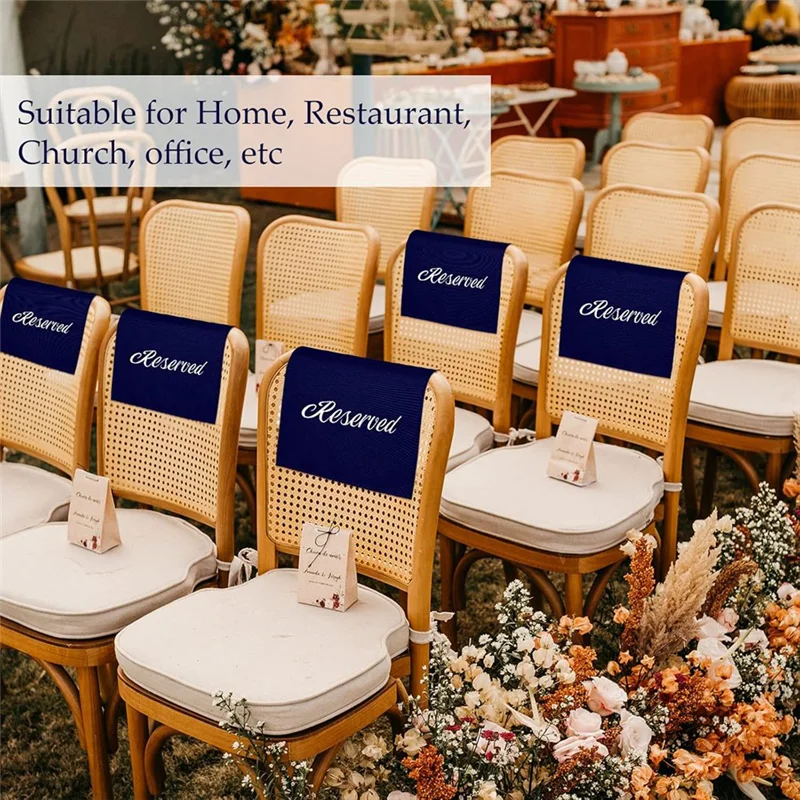 【Flash-Deal!】12 Pieces Reserved Seating Signs For Chairs 22 Inch Reserved Signs For Church Pews Cloth Placeholder For Restaurant