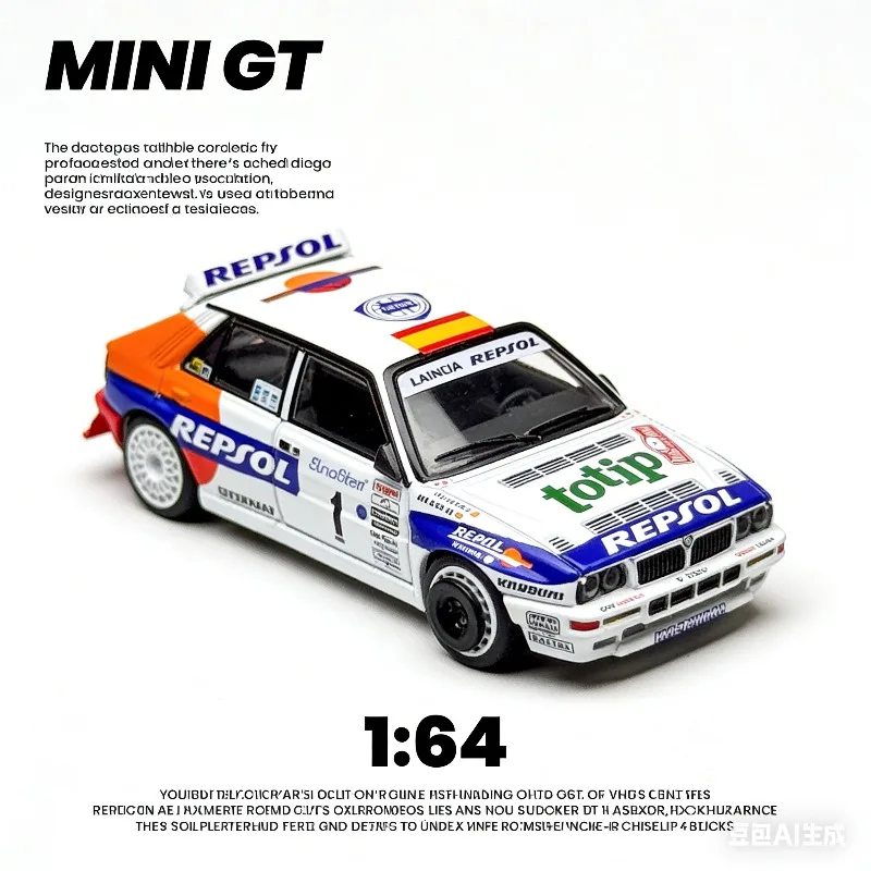 

MINI GT 1:64 # Масштабная модель автомобиля Lancia Delta HF Integrale из сплава, игрушка для мальчиков, коллекционный предмет для взрослых, украшение для дома.