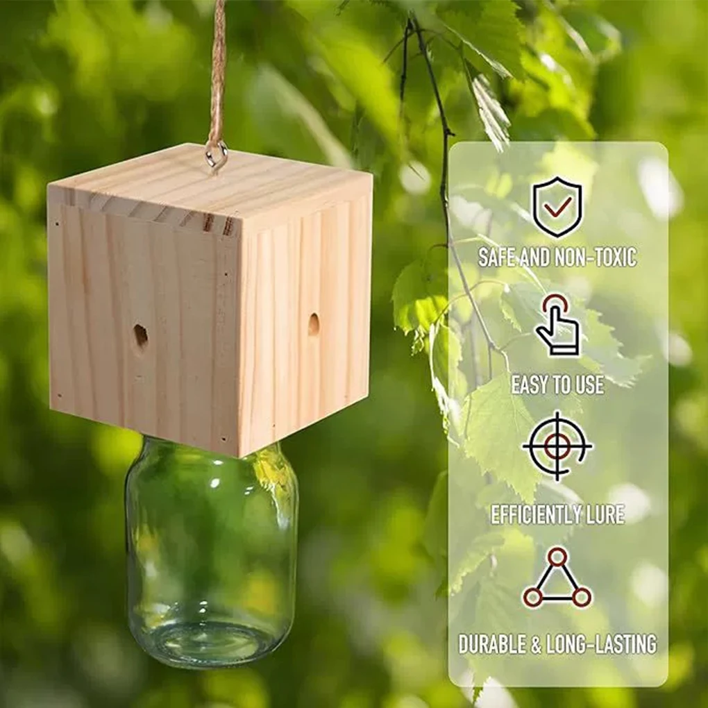 

1PC Versatile-Wooden Bee Hive Outdoor Hanging Insect House Outdoor Woodworking Bee Hive Natural Hanging Wooden Bee Trap