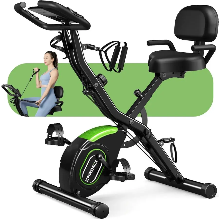 

Caromix Folding Exercise Bike, 5 in 1 Stationary Bike with 16Level Adjustable Magnetic Resistance, 330LB Capacity Customizable