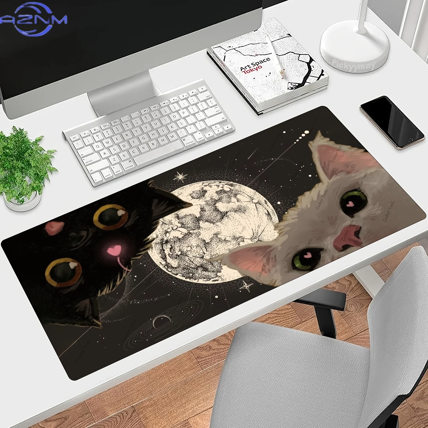 One Large Gaming Mouse Pad And Keyboard Mat Featuring Adorable for cats, Equipped with a Non-Slip Rubber Base And Stitched Edges