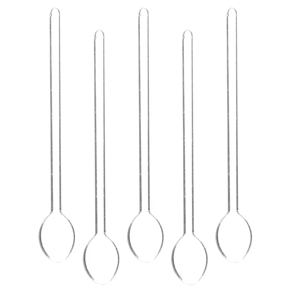 

5Pcs Long Handle Glass Mixing Spoons Durable Coffee Stirring Spoon Dessert Scoops Kitchen Gadget Bar Cafe Use Glass Spoon