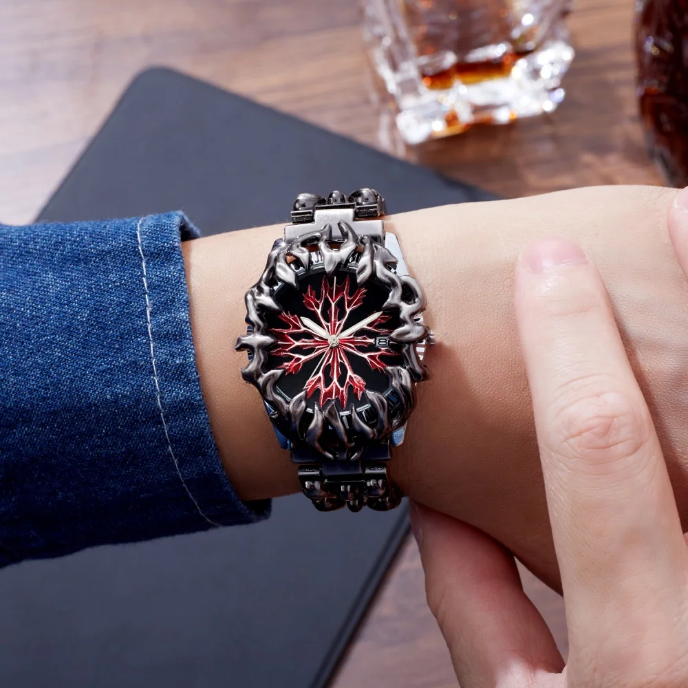 New Men's Watches Alabaster Claw Cracking Flame Y2K Waterproof Quartz Wristwatches Date Calendar Relogio Masculino Drop Shipping