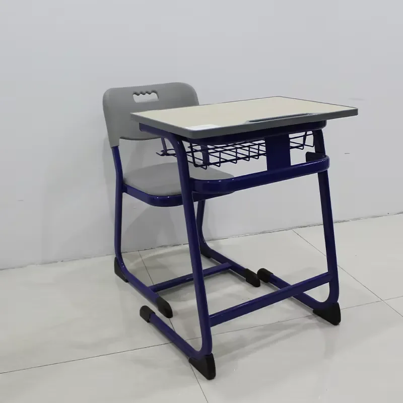 Modern Wooden Student Desk with Bench Adjustable Comfortable School Furniture for Classroom Home Study Space Saving Design