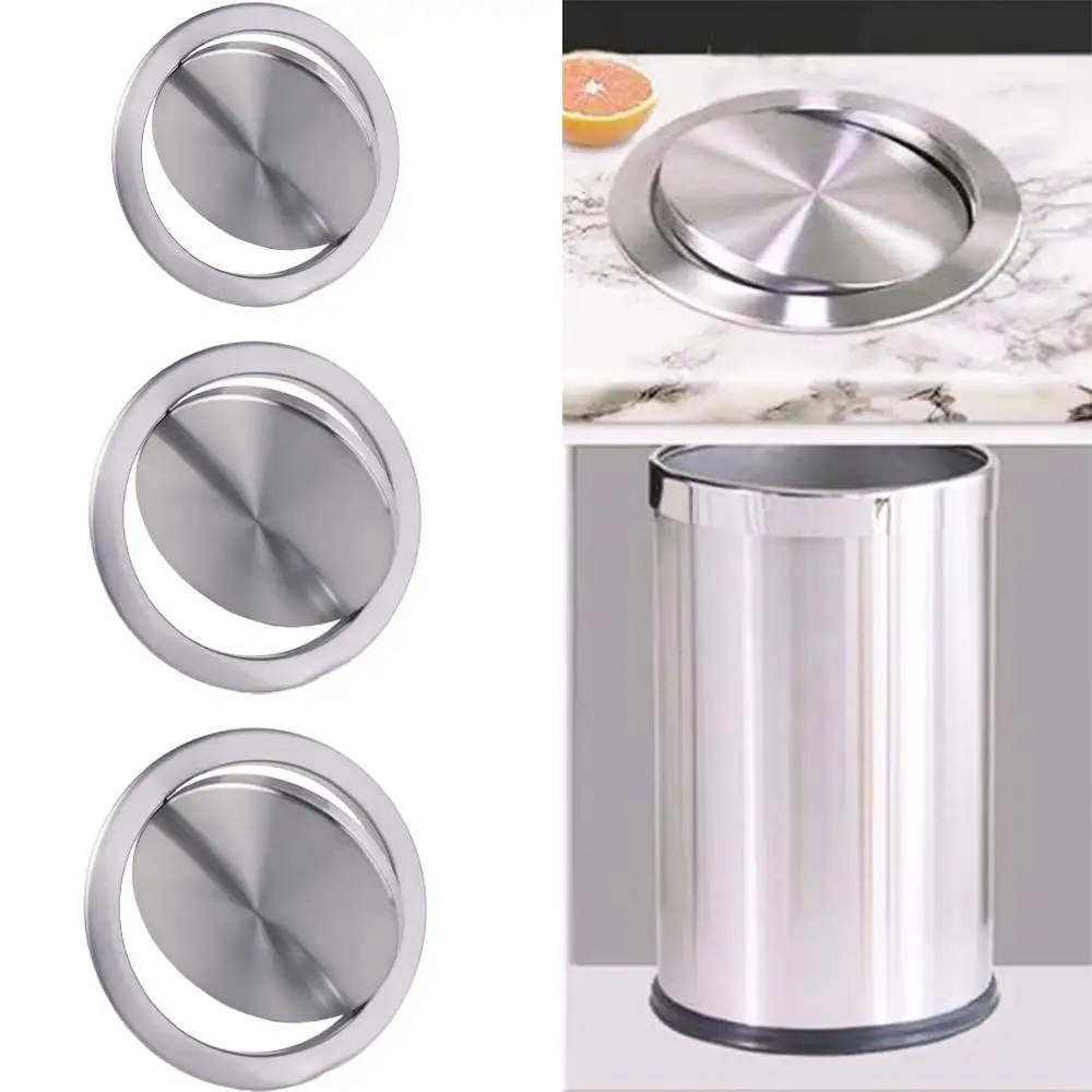 

Built-in Countertop Trash Bin Waste Lid Recessed Balance Flap Cover Trash Can Lid Stainless Steel Shake Trash Bins Covers
