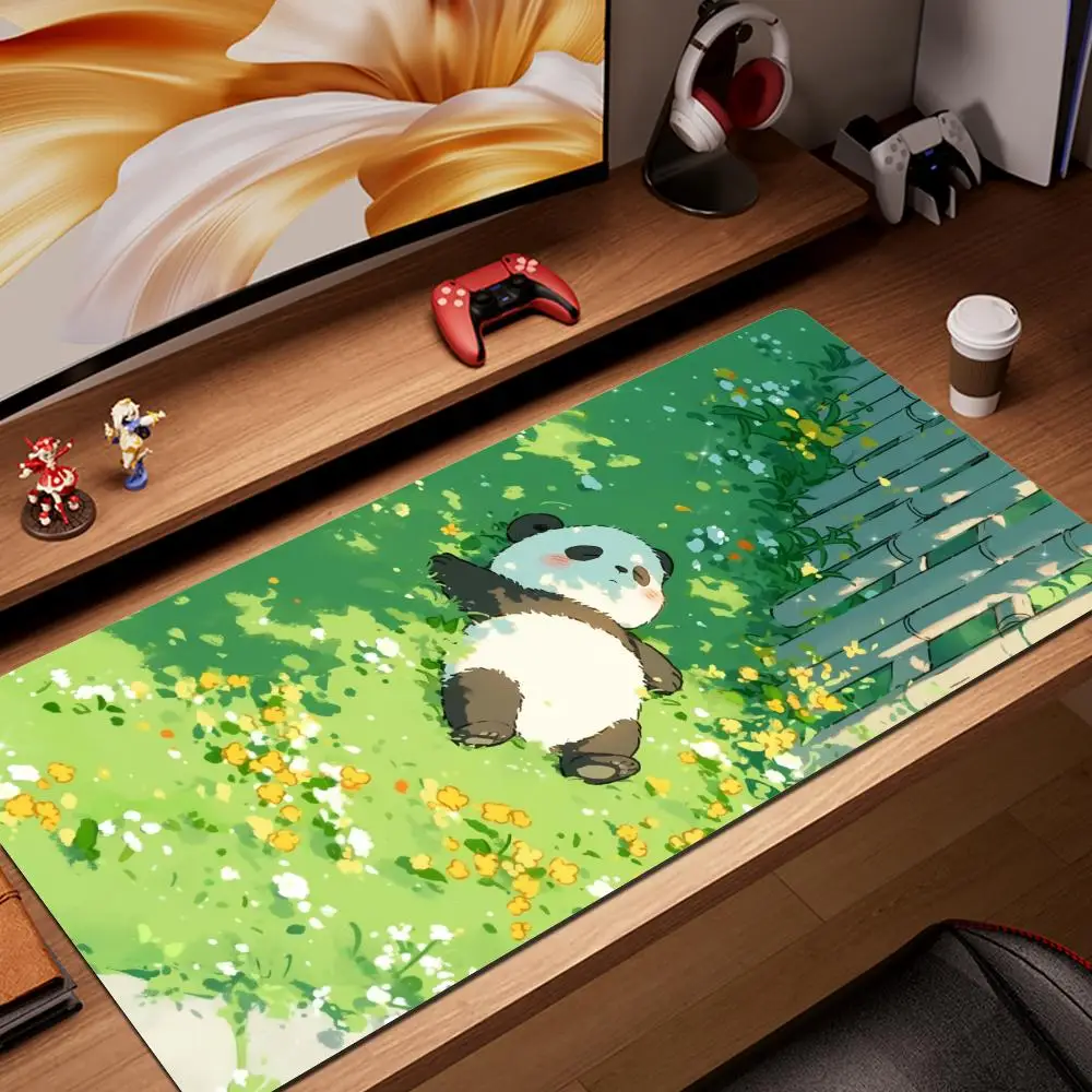 New Arrivals Cute Cartoon Panda Mousepad Gamer Gaming Accessories Mouse Pad Size For Office Long Table Mat XXL Mice Pad 900X400