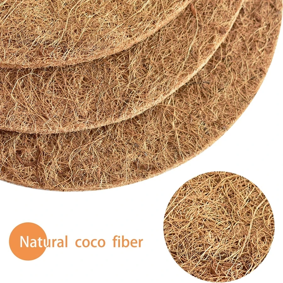 20/30/45/60cm 4pcs natürliche Kokos Kokos Faser Baum Mulch Ring Protector Bio-Matte für Indoor Outdoor Disc Pflanzen abdeckung Blumentopf – Detail 5