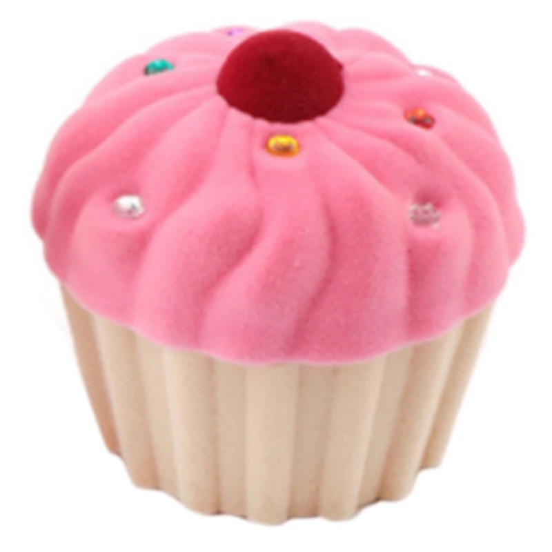 

ABP-Lovely Cake Gift Box Holder Jewelry Box Case Velvet Wedding Ring Box for Earrings Necklace Display & Packaging,Pink