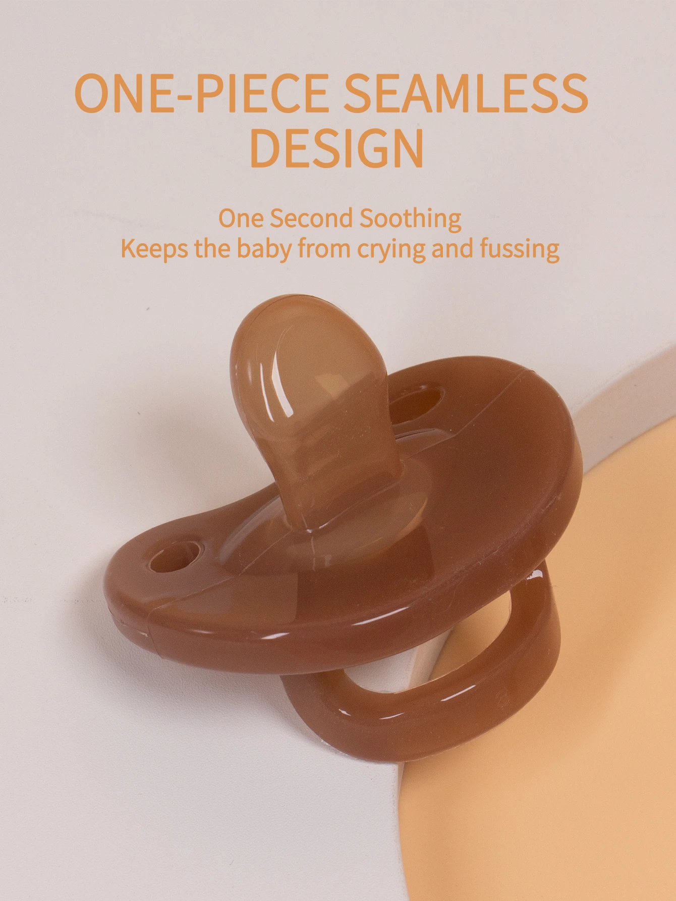 Baby Silicone Pacifiers Flat Nighttime Round day Soft Breathable Frosted Brown Transparent Soother 100% BPA Free Safe Silicone