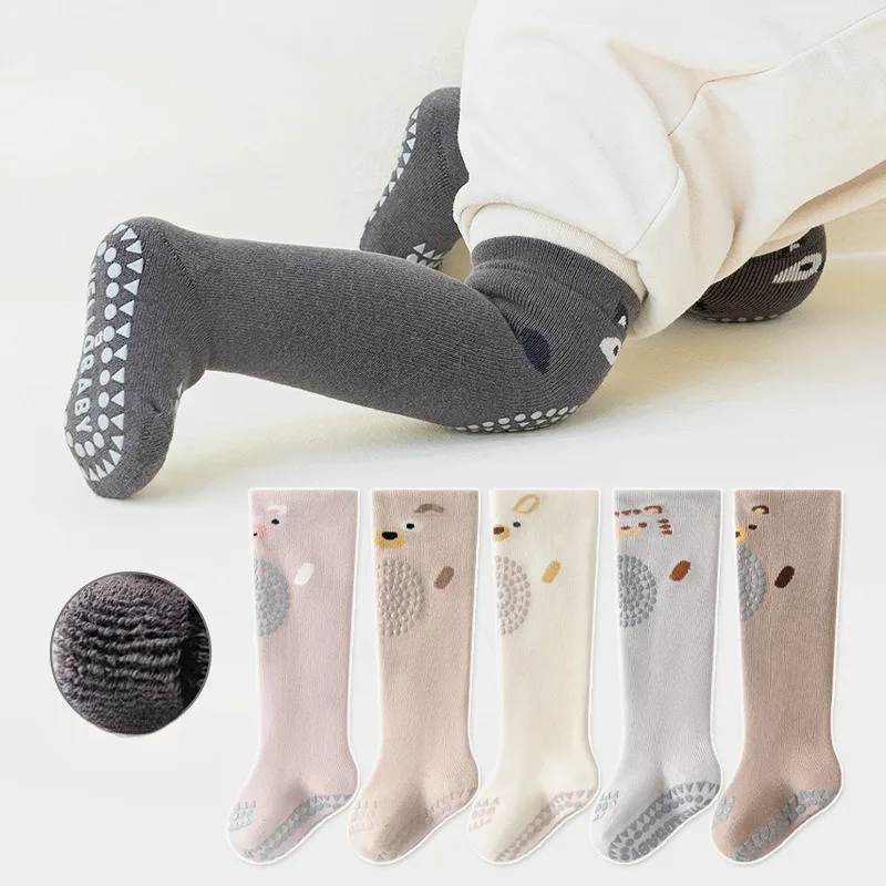 Winter Baby Long Socks Anti Slip Kids Floor Sock Thick Kneepad Socks Children Knit Stockings Leg Warmer Newborn Footwear