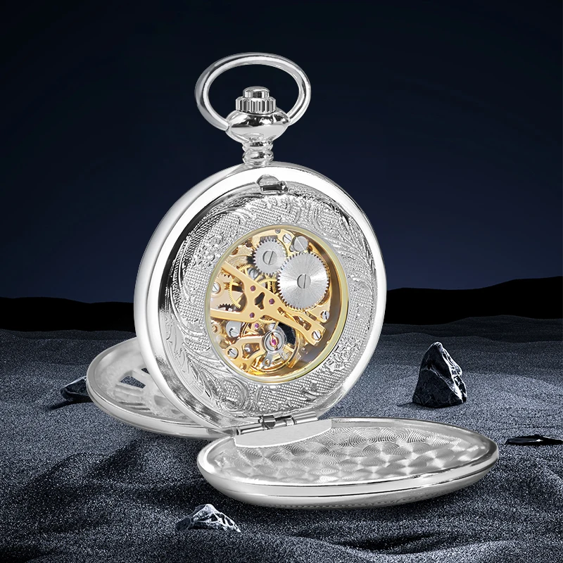 قطعة واحدة من ساعة الجيب الميكانيكية العتيقة على شكل زهرة فريدة من نوعها، واللون الأسود مع القرص مثالي جدًا، هذا