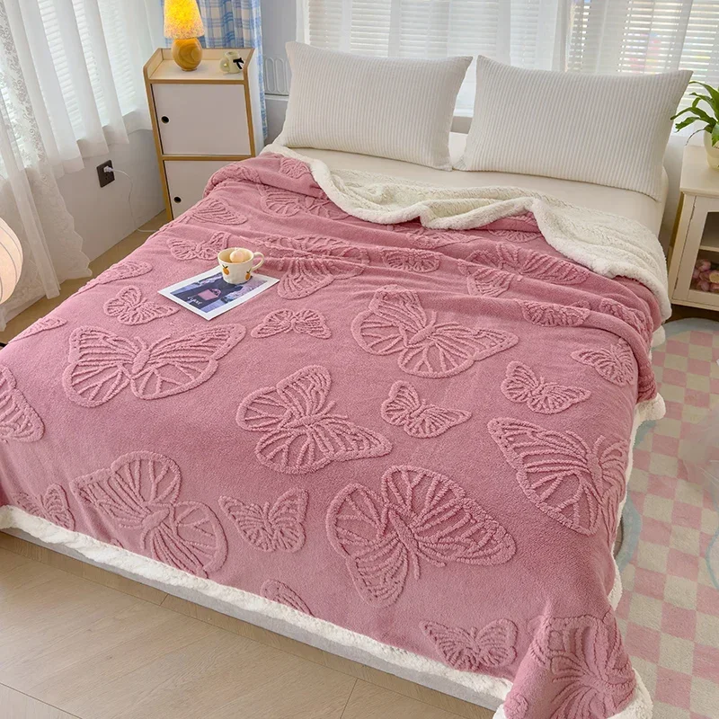 3D Butterfly Throw Blanket Super Soft Warm Fluffy Bed Blankets Lightweight Jacquard Fleece Blanket for Sofa Chair Bed Camping