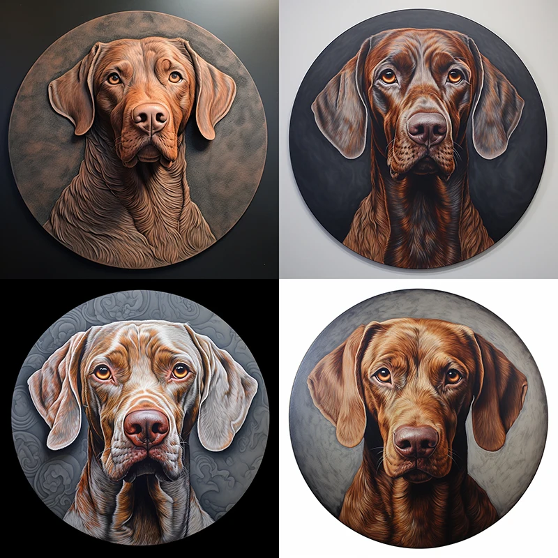 Personalizado Vizsla Circular Alumínio Pinturas Decorativas, Único Pet Lembrança Lápides para Decoração Interior e Exterior