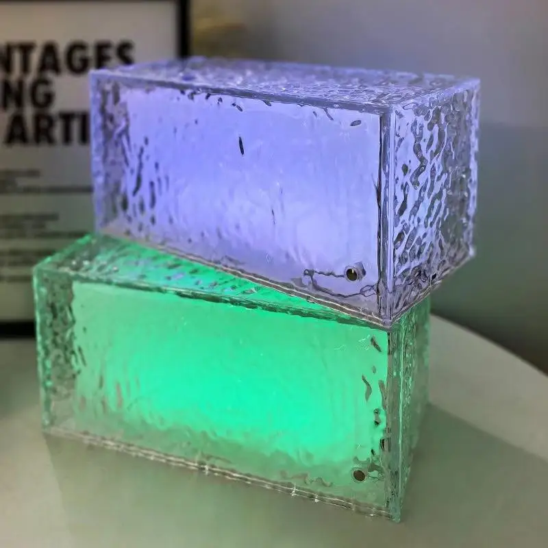 LED Square Night Light, RGB Ice Table Lamp, Desk Light, Bar Light, 16 cores