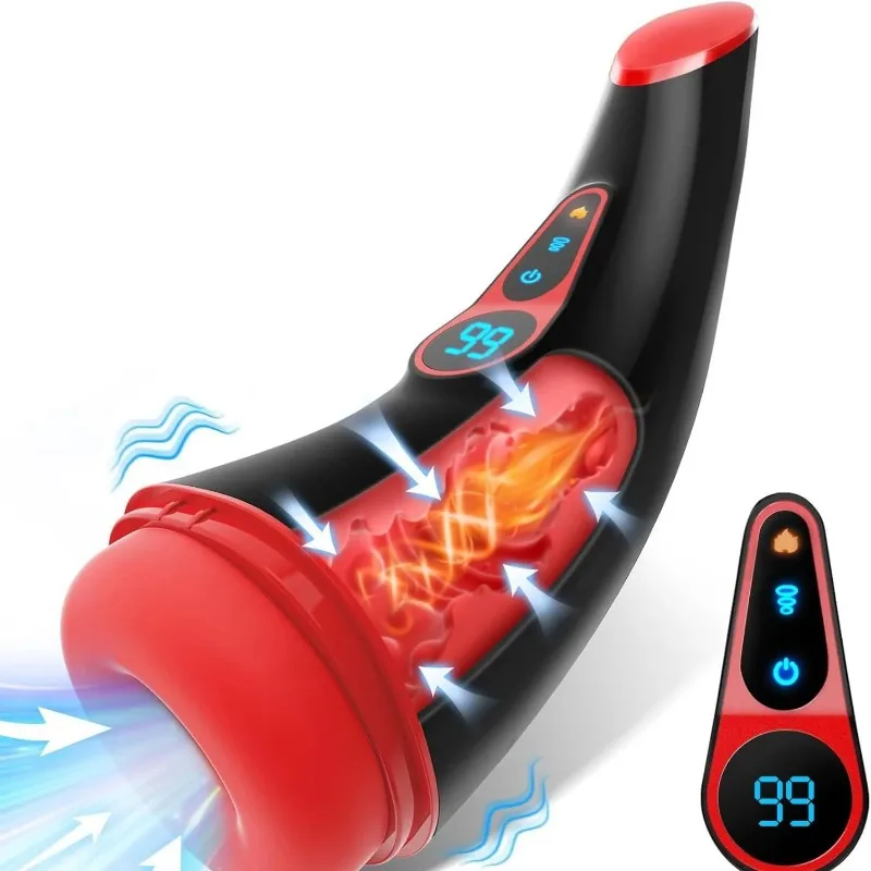 Automatic Sucking  Male Masturbator Vacuum Penis Pump Real Heating Pocket Pussy Sex Toys for Men APP Control LCD Display