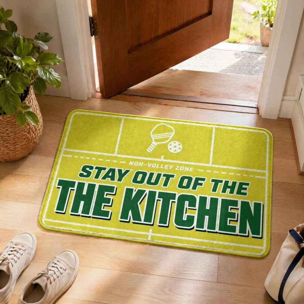 Green Funny Text 2D Print Crystal Velvet Doormat Non Slip Absorbent Multi Size Sport Fan Indoor Entry Floor Rug
