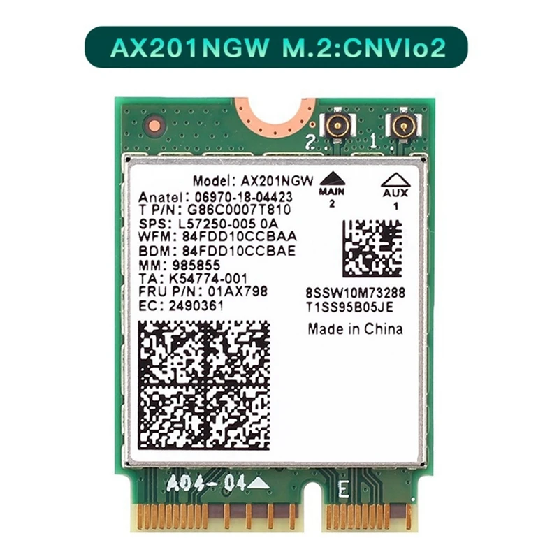 3X Wi-Fi 6 AX201 M.2 ключ E Cnvio 2 Wifi карта два диапазона 3000 Мбит/с для Bluetooth 5,0 2,4 ГГц/5 ГГц AX201NGW, только карта