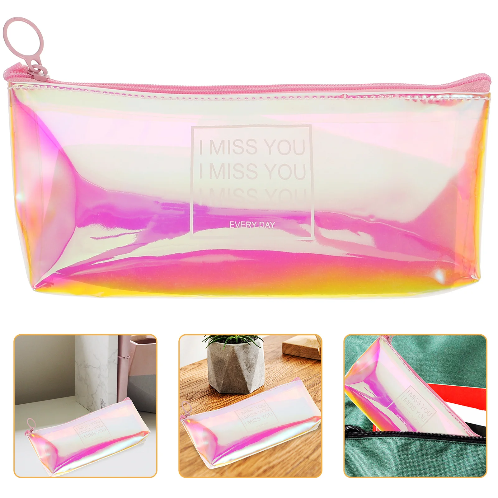 حقيبة أقلام لامعة أنيقة مقلمة مادة أرجوانية مقاومة للماء ومضادة للخدش بسعة كبيرة للسفر #2