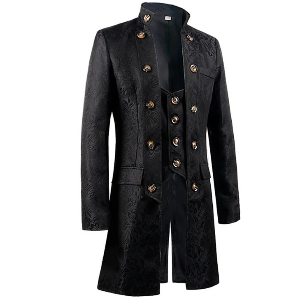 Men Steampunk Trench Coat / Shirt  Vintage Prince Overcoat Medieval Renaissance Jacket Victorian Edwardian Cosplay Costume