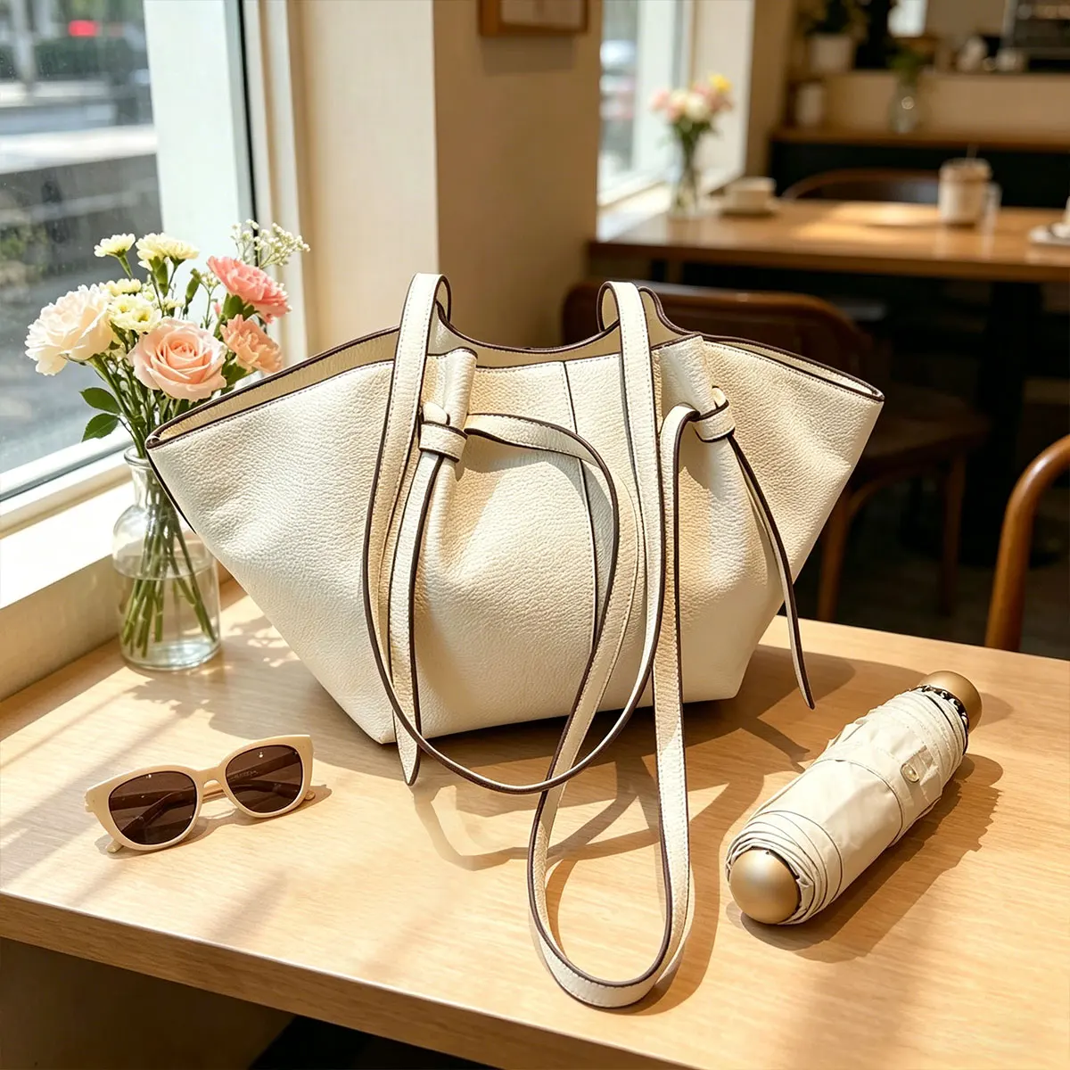 

Trendy Casual Large Capacity Bat Shaped Handbag Litchi Patterned Tote Bag, Shoulder and Armpit Bag Daily Commuting and Shopping