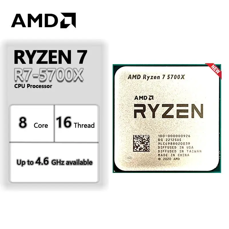 To AMD R7 5700X Ryzen 7 5700X 3.4 GHz Eight-Core 16-Thread CPU 7NM L3=32M 100-000000926 Socket AM4 New