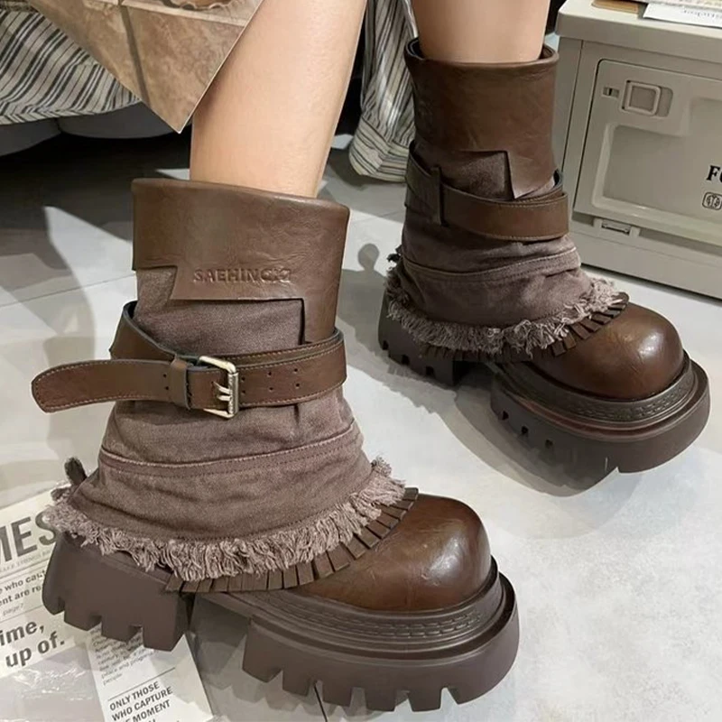 

High Heels Women's Ankle Boots Designer Platform Shoes Fashion New Winter Boots 2025 Goth Sport Walking Ladies Chelsea Boots