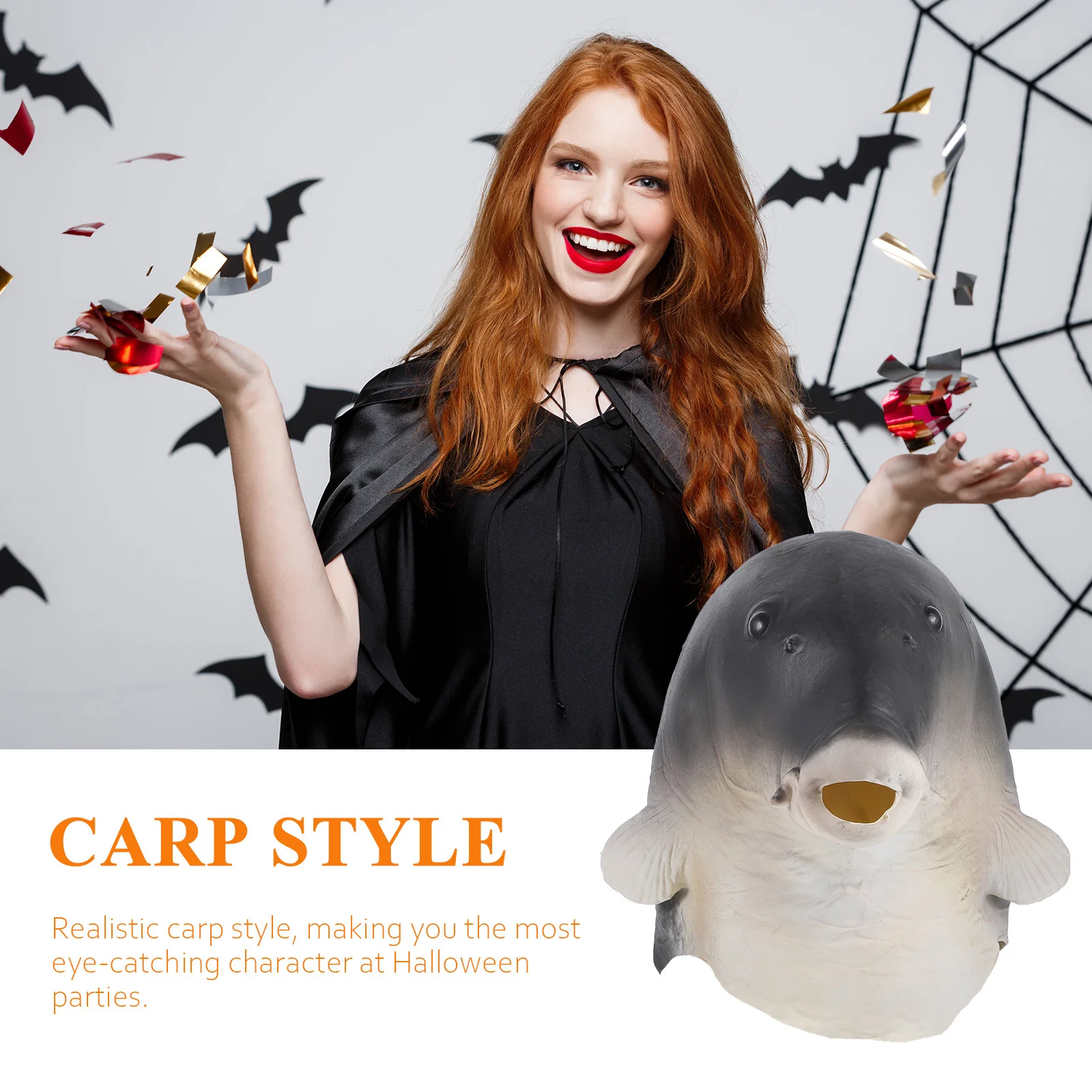 

Latex Head Mask Realistic Carp Style Lightweight Comfortable For Halloween Carnival Party Cosplay Masquerade Outdoor