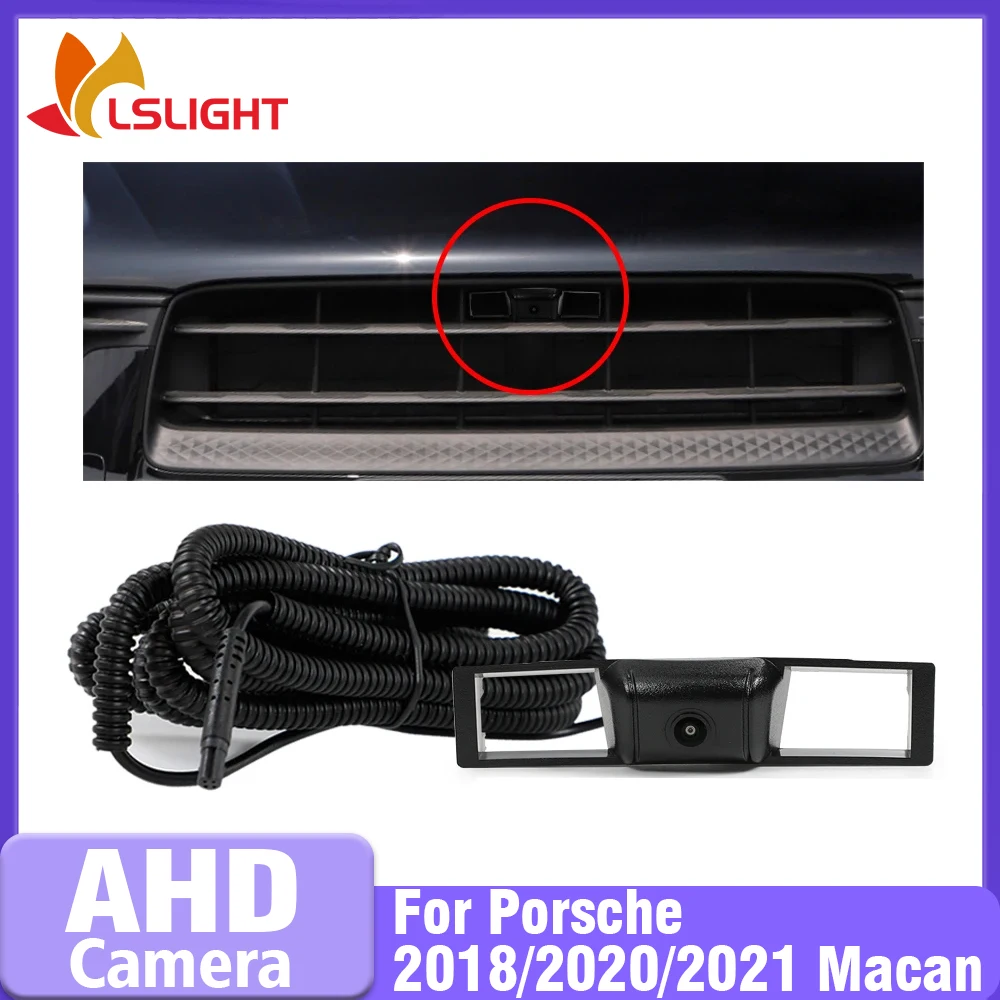 

Для Porsche Macan 2018 2020 2021, автомобильная камера переднего вида, широкоугольная 150 ° Объектив «рыбий глаз» AHD 1080P Водонепроницаемый монитор ночного видения