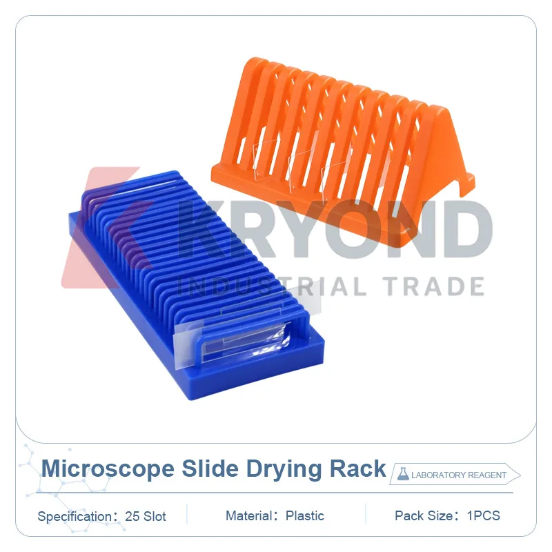 Laboratory Microscope Slide Drying Rack Triangular Orange Rectangular Blue 25 Slot Holder Drain Stand Glass Storage Research Set