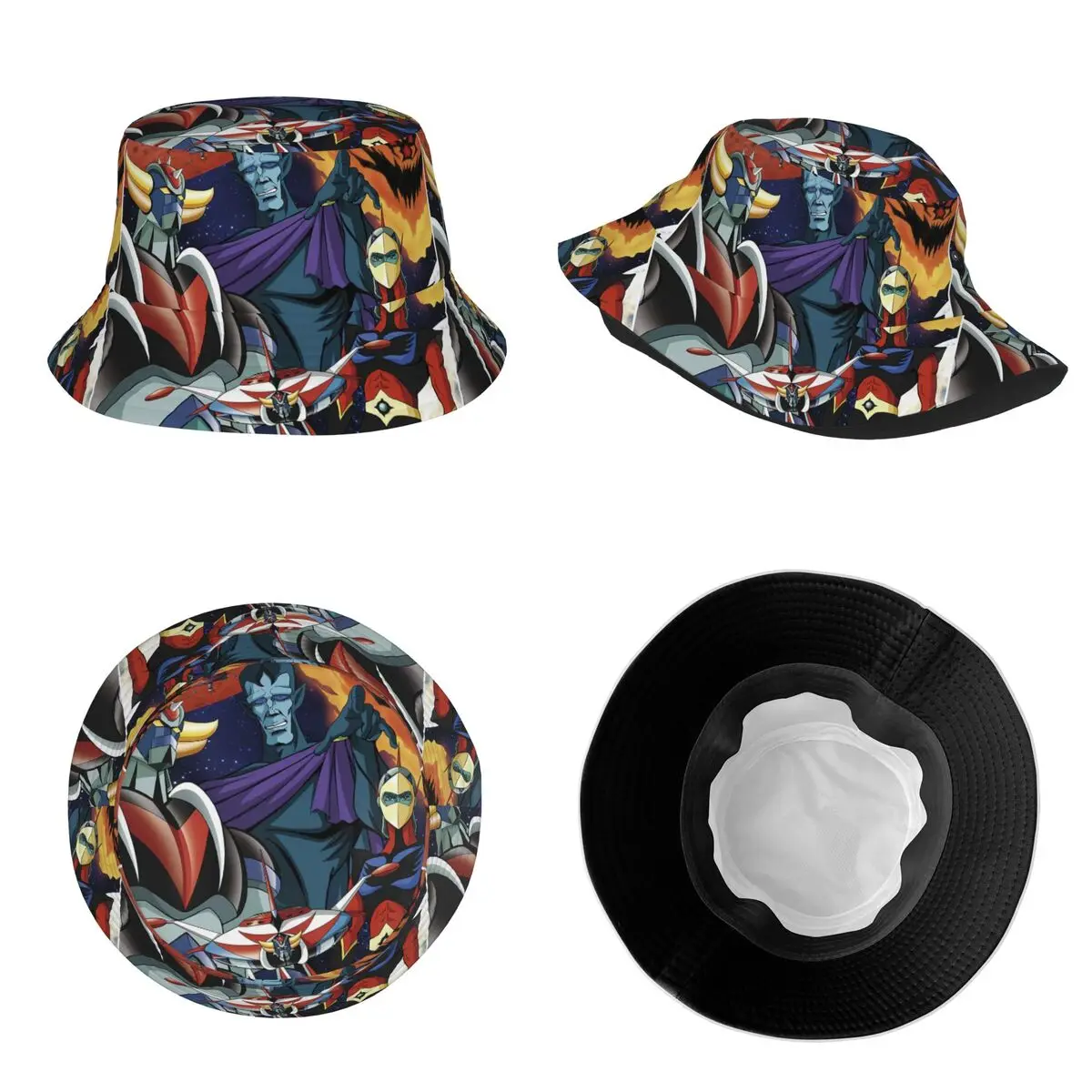 Mazinger Z Anime Goldorak Actarus Bucket Hats Vocation Getaway Headwear Merch UFO Robot Fishing Cap for Outdoor Girl Session Hat image 5