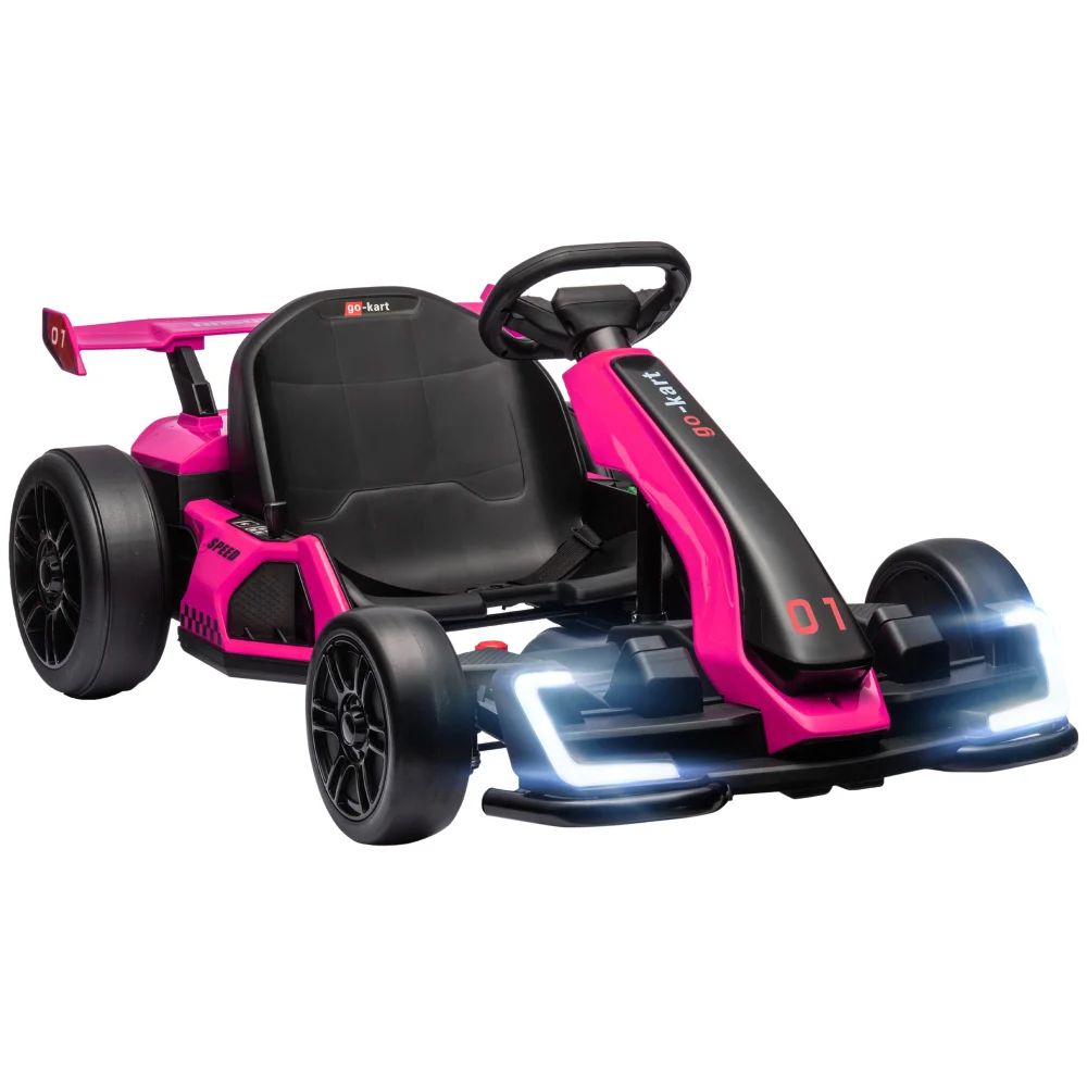 Go kart elettrico da 6-12 anni 24V 7,5 MPH con sedile regolabile, giro a batteria per auto alla deriva su giocattolo all'aperto con avvio lento