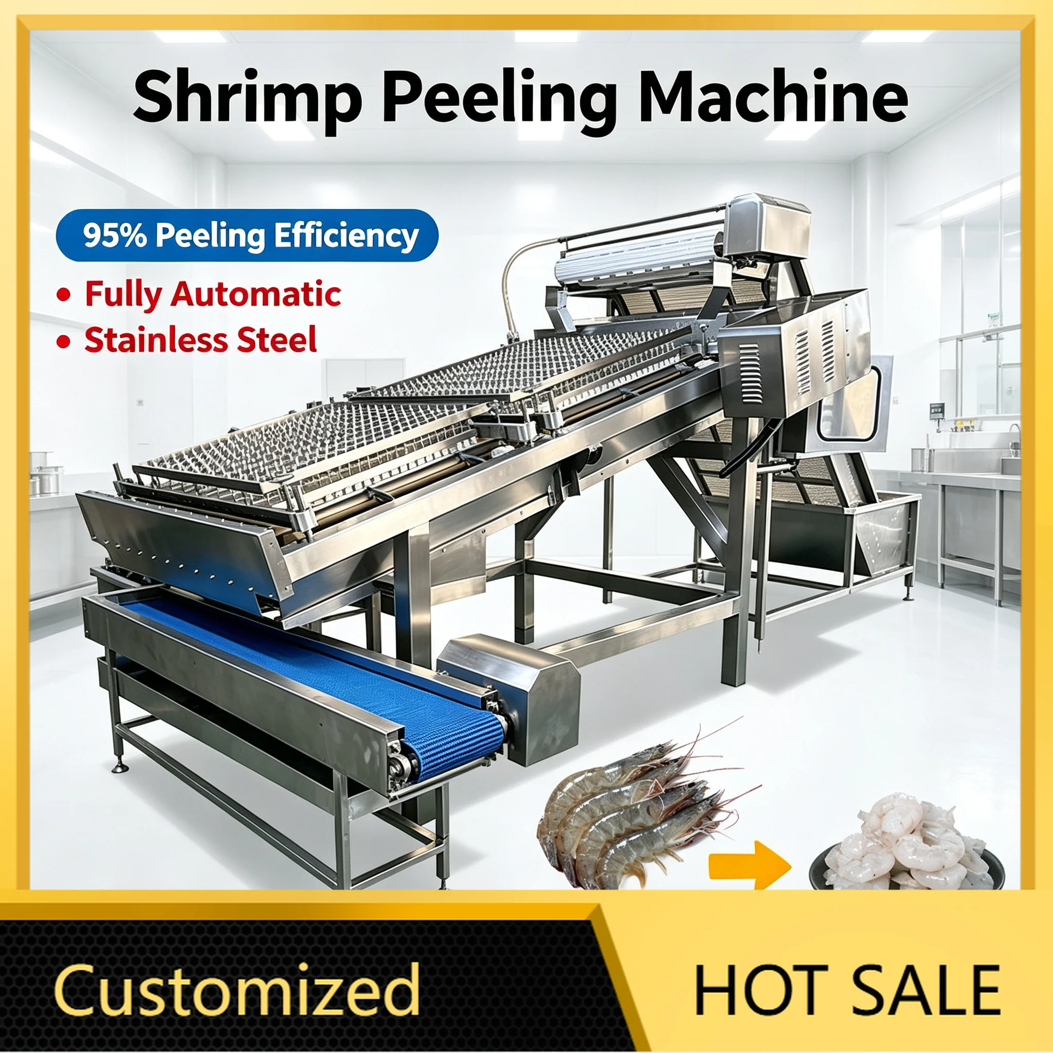 Shrimp Peeling Machine, High‑Yield Continuous Shell Removing Equipment for Commercial Aquatic Factory Customized