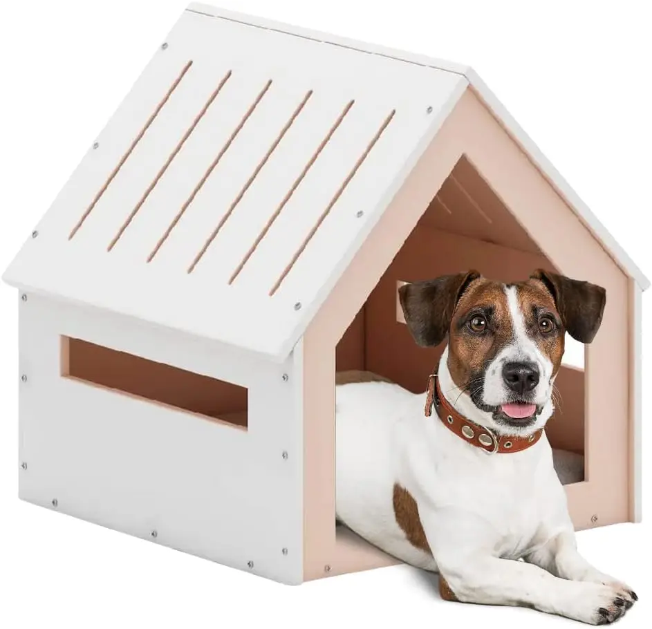 

Big House for Pets, Wooden House for Pets for Interiors, Resistant Wood with Cushion for Dog Included, Minimalist, 24x25x24.5 in