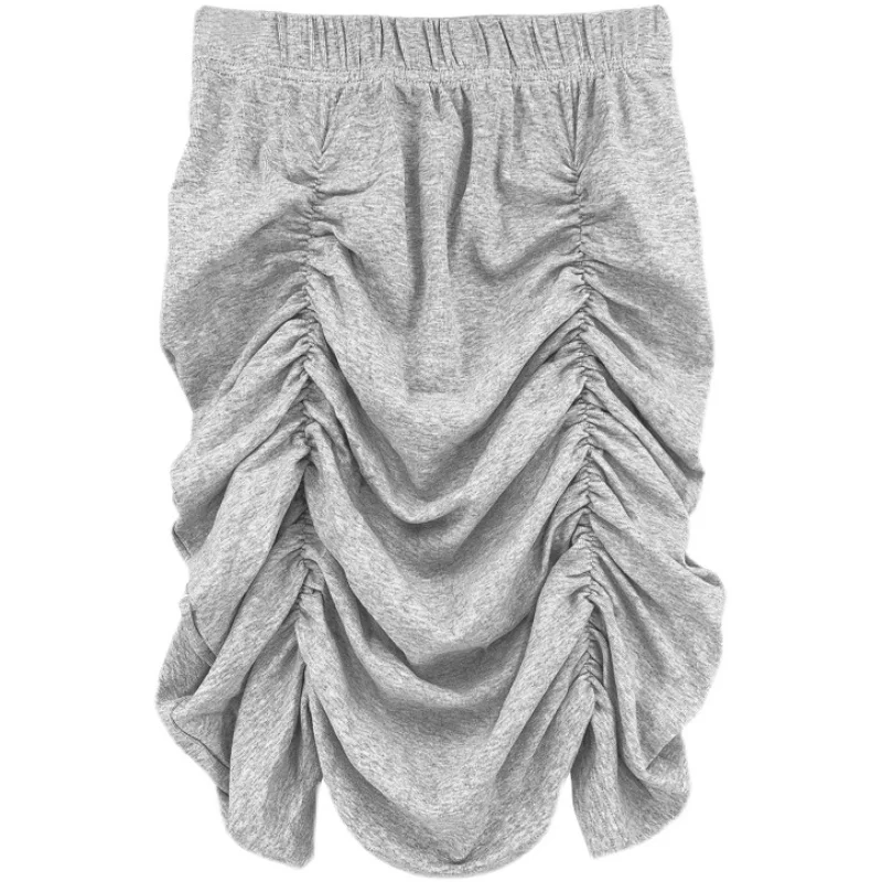 Gonna a trapezio a vita alta Gonna aderente aderente a pieghe slim fit da donna Gonna coreana da pendolare in cotone color sle