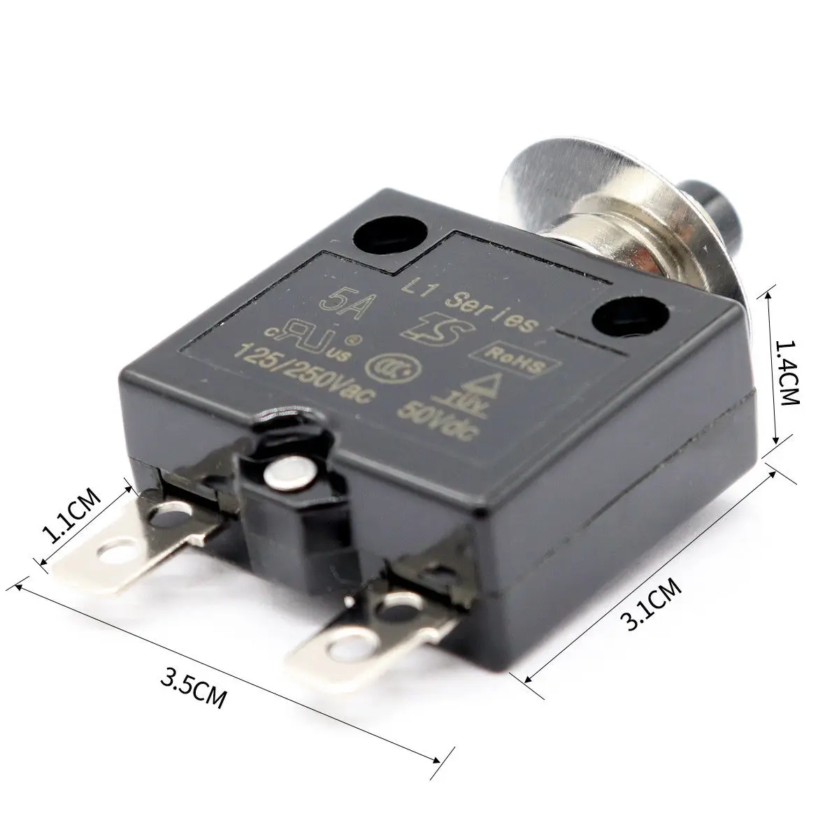 Thermal Circuit Breaker with Quick Connect Terminals Push Button for reset 5A 10A 15A 20A 25A 30A 125VAC 250VAC 50VDC