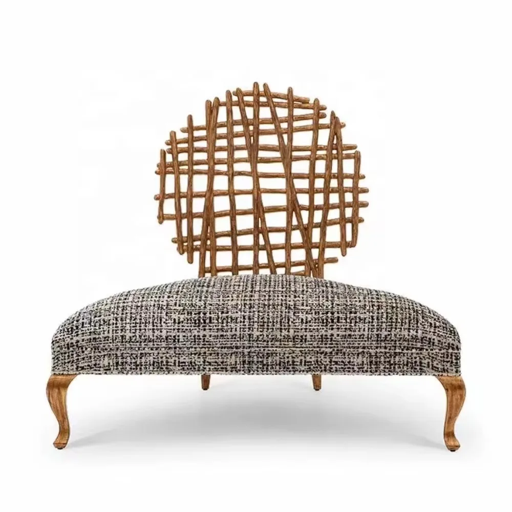 

Retro single leisure chair new carved solid wood sofa living room home furniture traditional design
