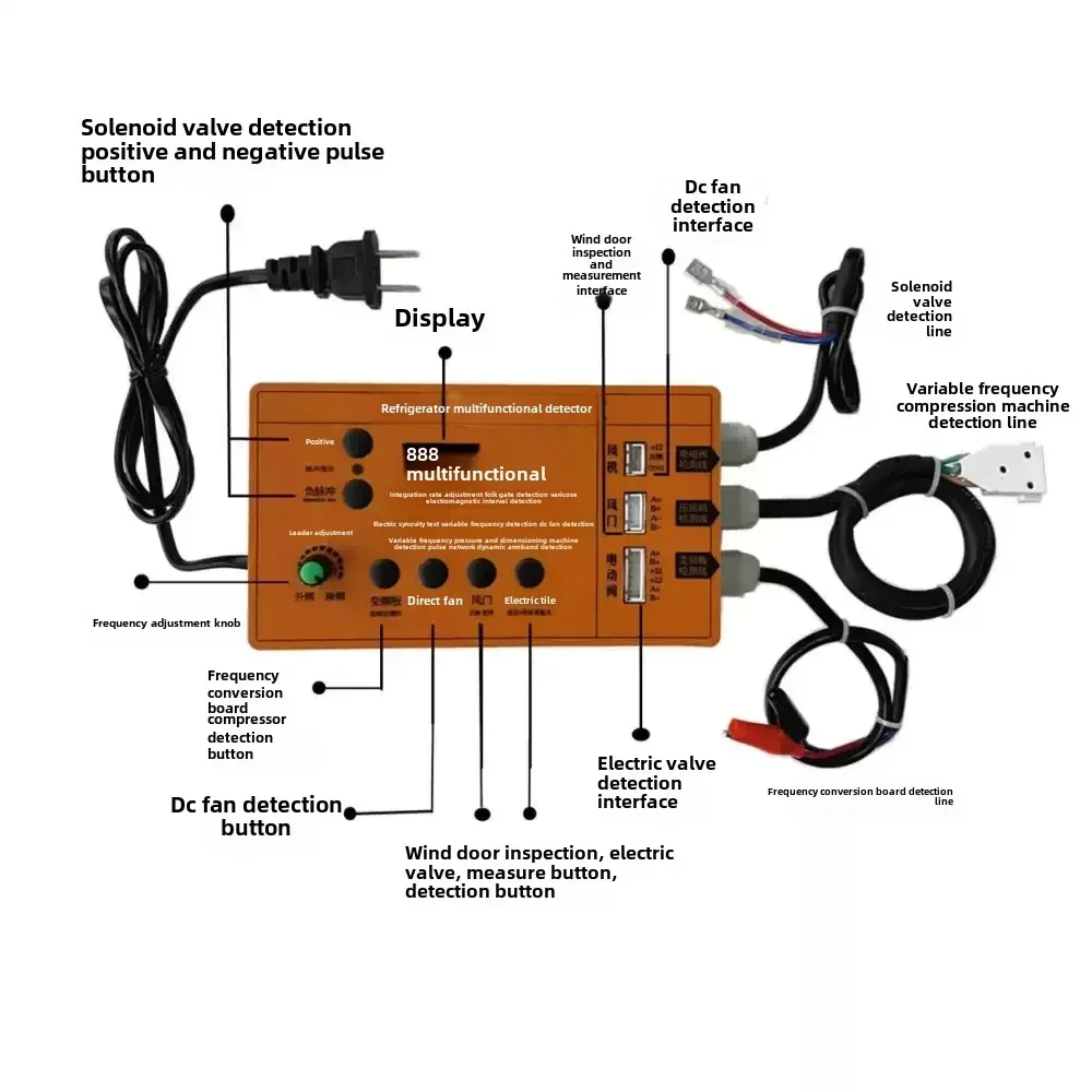 

Инверторная плата холодильника, компрессор, электромагнитный клапан, вентилятор, демпфер, электрический клапан, тестер проверки, инструмент неисправностей