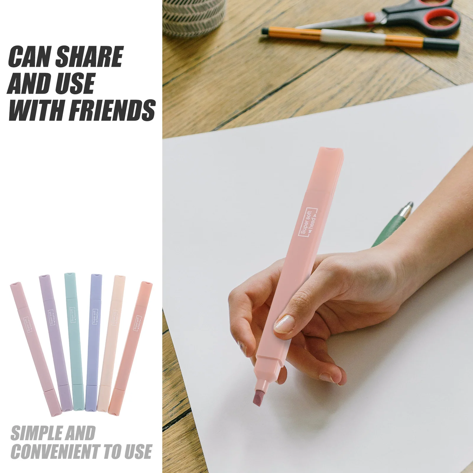 

6Pcs Study Highlighter Pen Set No Ink Leakage Good Workmanship Highlighters Aesthetic Colored Pens Highlighter Pen