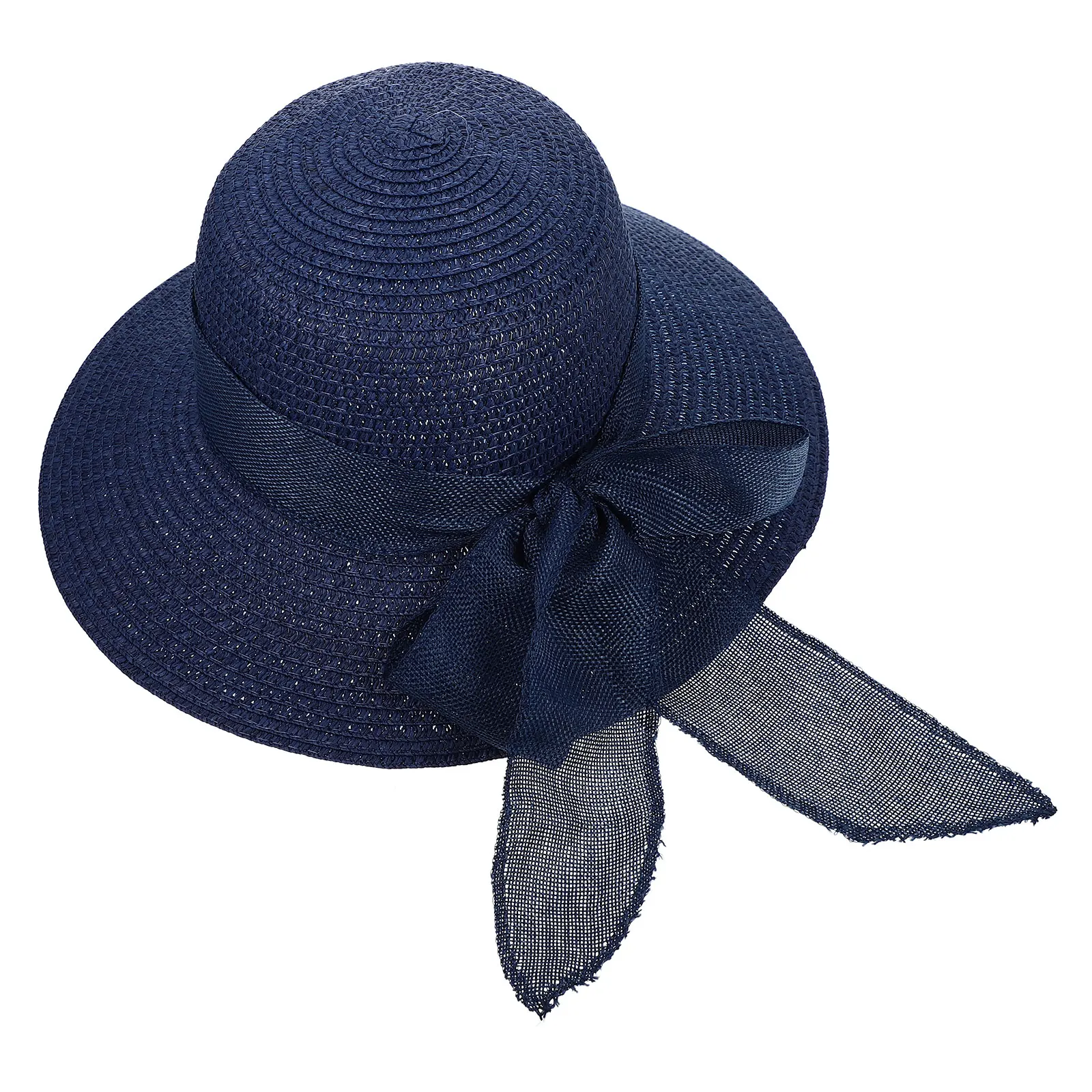 

Summer Sun Hat Women Blue M 56 58cm Beach Straw Wide Brim Bowknot Outdoor Sun Protection Cap Casual Vacation Hat