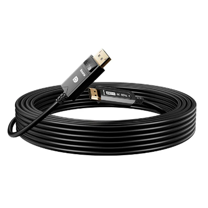 Cabo de fibra óptica dp para hdmi macho para macho, 4k @ 60hz, áudio e vídeo síncrono, esports de computador, cabo adaptador hd, 10m