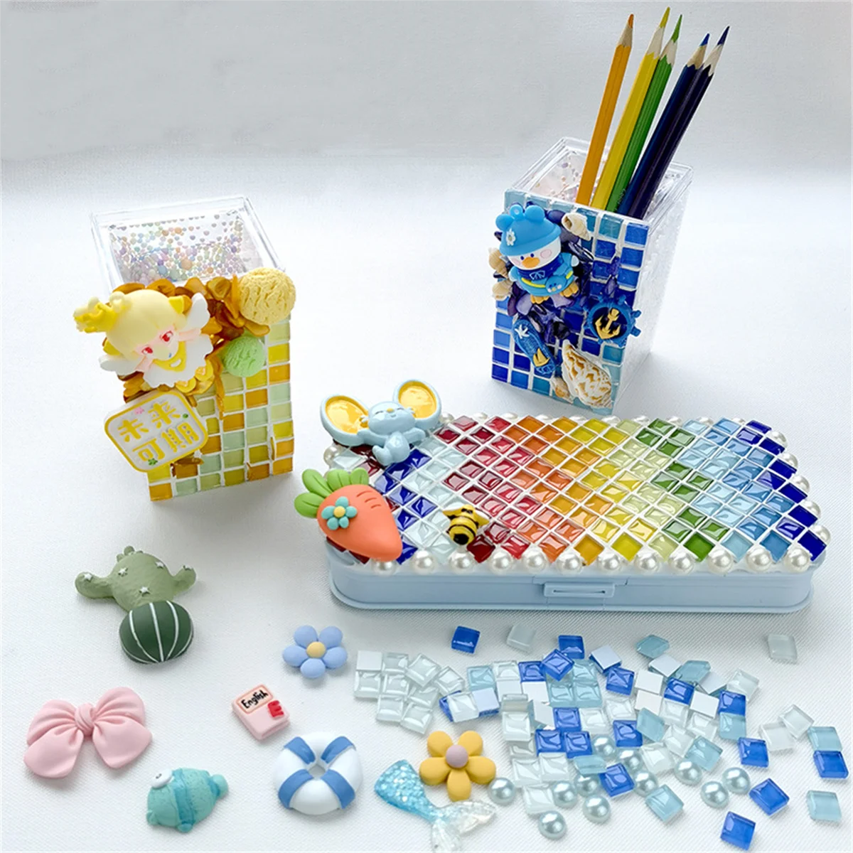 50pcs Of Glass Mixed Color Mosaic Tiles Pieces Handmade Crystal Creative Materials Children DIY Craft Dinner Mini Mosaic Tiles