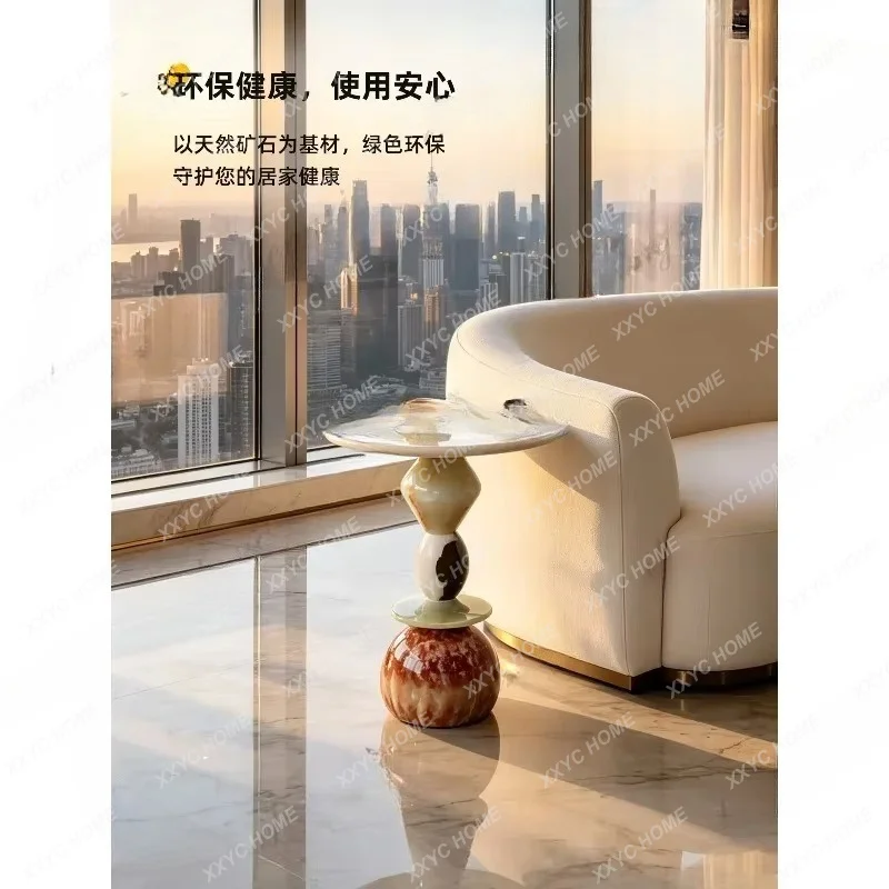 X light luxury natural luxury stone edge few marble living room small coffee table corner few