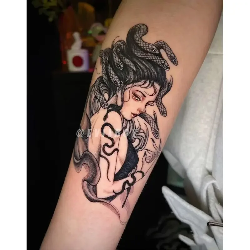 

Greek Mythology Temporary Tattoos Cartoon Hydra Medusa Waterproof Fake Tattoo Sticker Realistic Body Art Transfer Tattoo
