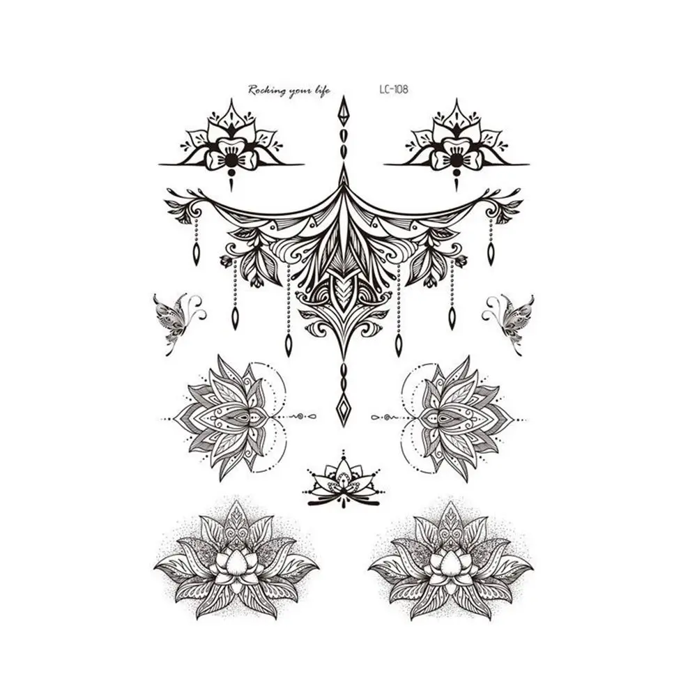 

Stickers DIY India Flower Legs Arm Fake Tattoo for Women Temporary Tattoo Henna Tattoo Body Art Sticker Black Tattoo Stickers